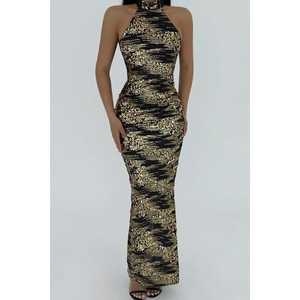 Vestido Vintage Sencillo Amarillo Shion para Mujer, Tallas XS/XL, Corte A/Línea Recta/Estilo Tubo, Opciones de Largo hasta el Suelo/Hasta la Rodilla con Flores 3D, Borlas y Plumas - Product Image 3