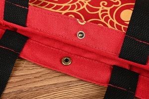 Borsa tote in tela con stampa di bestie mitiche in stile cinese, borsa a tracolla in cotone riutilizzabile ecologica per lo <span class=keywords><strong>shopping</strong></span> quotidiano delle donne - Product Image 6