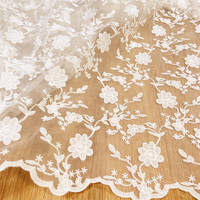 Tissu de dentelle de fleur avec broderie florale élastique douce dentelle coiffure de mariée tissu de dentelle brodée en maille pour mariage