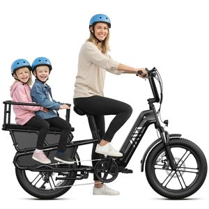 Vélo cargo électrique à gros pneus, haute puissance 750W, 48V, 15Ah, charge maximale 204kg, cadre métallique, pour les voyages en famille, les activités de plein air et les livraisons lourdes - Product Image 3