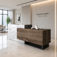 Comptoir de réception de luxe en panneau composite, mobilier commercial pour hôtel, bureau, salon