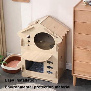 Amazon FAI DA TE Fornitore Della Cina di Legno Coperta Pet Letto Casa Condominio con il Rilievo per il Gatto e il Cane - Product Image 2