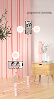 Support de Téléphone Compatible Bluetooth Réglable avec Anneau Lumineux LED, Trépied Antidérapant 4-en-1 et Perche à Selfie pour TikTok Live Streaming