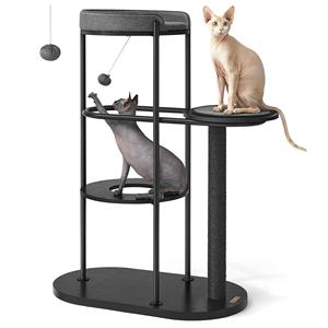 Arbre à chat multi-niveaux <span class=keywords><strong>Feandrea</strong></span>, meuble tour pour chat, griffoir de luxe pour chat, arbre à chat moderne avec boule suspendue en coton-linen - Product Image 1