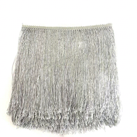 Frange en polyester soyeux brillant à lignes fines, 20 cm, frange en polyester à pampilles, dentelle pour robe de danse latine, 10 m/paquet