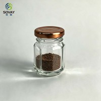 Pot alimentaire en verre octogonal miniature à col fileté 4,5*6,0 cm 30 ml – Contenant transparent polyvalent pour la maison et la vente en gros commerciale