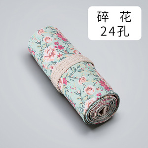 Wholesale Creative Customized Floral <strong>Pattern</strong> Canvas Pen Curtain Kawaii Cute Beautiful Sketch Wrap Roll Pencil <strong>Case</strong> - Product Image 3