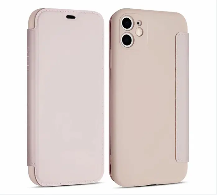 Luxury Silicone Card case liquid skin-feel flip phone case card holster suitable For iphone7 8 plus X XS XR 11 12 pro max