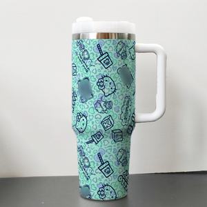 Nuevo Vaso Térmico de Acero Inoxidable con Diseño de Gatito Azul, Botella de Agua de 40 oz con Aislamiento, Tapa Antiderrames y Pajita - Product Image 2