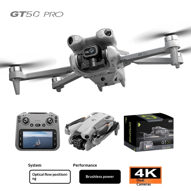 GT50 Pro Kids Plastic Drone with Remote Control Screen HD Camera Brushless Motor 360 Obstacle Avoidance Toy