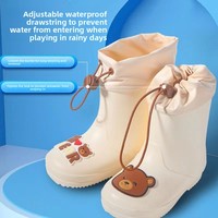 Kinder-PVC-Regenstiefel Kindergarten-Mädchen Neuer Stil Rutschfeste Wasserdichte Schnürstiefel mit Cartoon-Motiv Ganzjährig Nutzbar