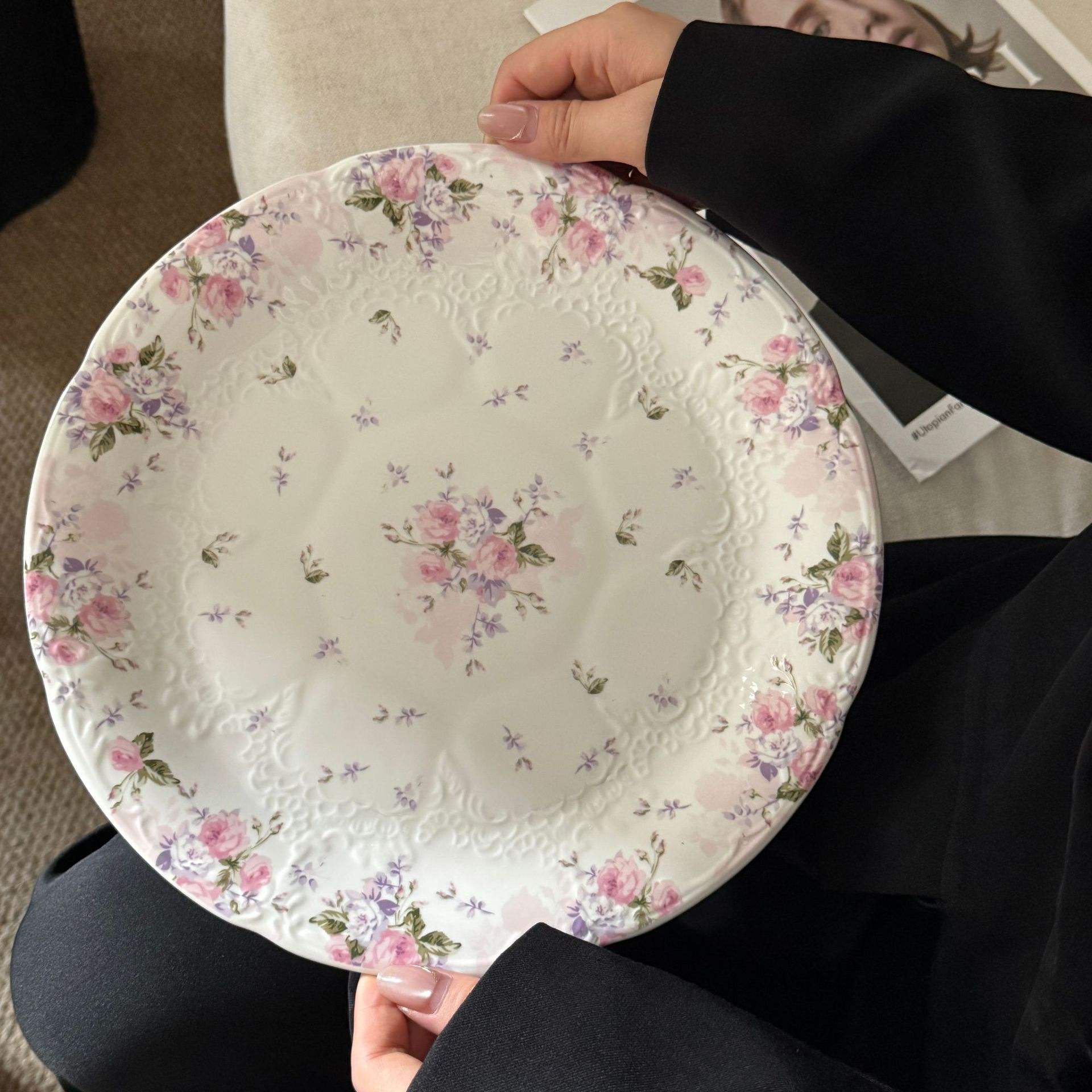 แผ่นกุหลาบสีชมพู10นิ้ว25.5*3