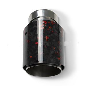 Nouveau embout d'<span class=keywords><strong>échappement</strong></span> universel pour automobile en acier inoxydable avec motif forgé en fibre de carbone et feuille d'or rouge, 1 pièce - Product Image 3