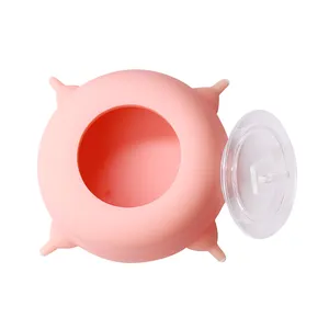 high quality silica gel self-service breastfeeder pet-friendly pink white little pet feeder