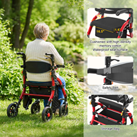 Déambulateur pliant portable pour personnes âgées, réglable, avec siège, pour le shopping et l'extérieur, aide à la mobilité avec accoudoirs