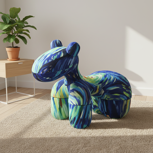 เก้าอี้เด็กทรงม้าทำจากไม้ พร้อมเบาะโฟมแบบพกพา ดีไซน์การ์ตูนรูปสัตว์ สำหรับใช้ในห้องนั่งเล่น - Product Image 6