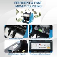 Máquina Contadora de Billetes Inteligente con Detección UV, Certificación LED ROHS, Velocidad de 800 Billetes/Min, Capacidad de Tolva de 200 Billetes