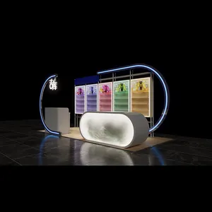 Chiosco di profumo di profumo vetrina con la luce per la visualizzazione del prodotto elettronico di Design del chiosco di vetro centro commerciale di lusso 3D Display Kios