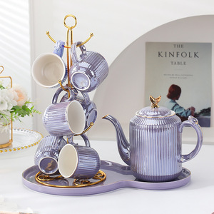 New Bắc Âu Phong Cách Cao Cấp Gốm Tea Cup Set Độc Đáo Ngọc Trai Tráng Men Bình Nước Lạnh & Ấm Đun Nước Khay Cho Nhà Sử Dụng Đồ Uống - Product Image 2