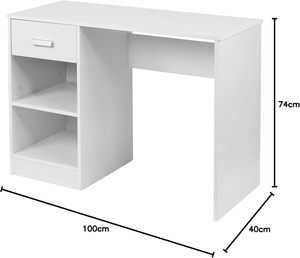 1 Drawer Wooden Bedroom Computer Work Table Office <strong>Desk</strong> Dressing Jewellery <strong>Unit</strong> (White) - Product Image 2