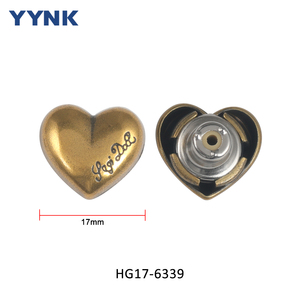 Yynk Nhà Sản Xuất Bán Buôn Kim Loại Denim Nút Có Thể Giặt Trái Tim Hoa Hình Dạng Không Thường Xuyên Kẽm Hợp Kim Jeans Nút Và Đinh Tán Cho Quần - Product Image 2
