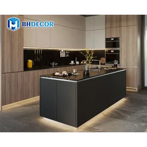 Tùy Chỉnh Cabinetry Nhà Nhà Khách Sạn Lười Biếng Susan Cơ Sở Thanh Tủ Lớn L Hình Dạng Sơn Mài Ván Ép Gỗ Sồi Thiết Kế Hiện Đại Tủ Bếp