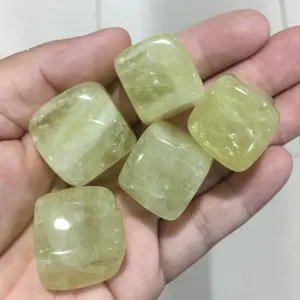 Natural Polished Cube citrine Crystal Square Tumbled Stone For Healing
