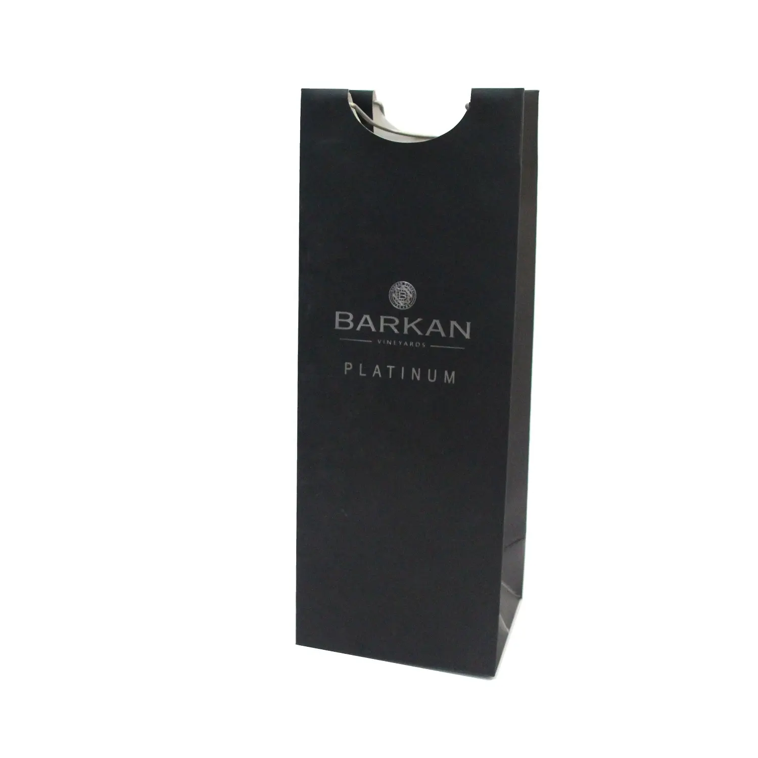 Coated Paper Black Wine Bottle Paper Bag with Metal Handle Custom Design Available