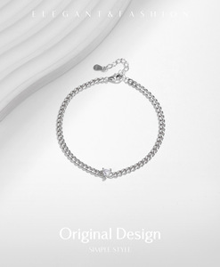 S925 Silver Minimalist Chain <b>Bracelet</b> Heart Cut Charm <b>Bracelet</b> Adjustable Diamond Claw Setting Unisex Everyday Wear - Product Image 5