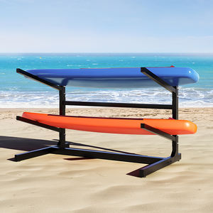 Gemakkelijk te transporteren commerciële meubels voor buitengebruik, compacte, stevige 2-laags gietijzeren kajakstandaard met dekwielen - Product Image 3