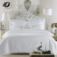 Parure de lit professionnelle de qualité hôtelière en polyester/coton tissé 400TC, non jetable, avec housse de couette, tailles personnalisables, blanche