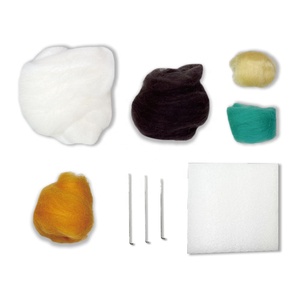 DIY Needle Felting Supply Wool Roving 5 Colors Set Sheep-shaped Wool Felting Kit with Felting Foam <b>Mat</b> for Beginner - Product Image 4