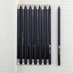 stationery manufacturer school HB pencil Black Wood pencils with eraser toppers for children