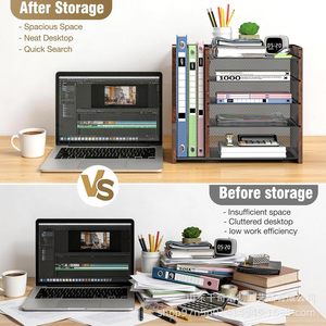 Wooden Office <b>File</b> <b>Storage</b> Rack 5 Tier Mail Envelope Shelf Desk Organizer for Office Supplies and Miscellaneous Items - Product Image 3