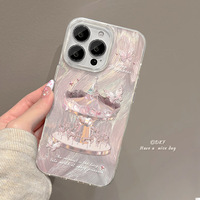 Neue bunte Malerei Karussell Feder schleier Laser Stick Bohren 3D PC klar Telefon hülle für iPhone 17 16 15 14 13Pro Max Cover