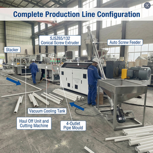 Ligne <span class=keywords><strong>de</strong></span> production <span class=keywords><strong>de</strong></span> tuyaux <span class=keywords><strong>de</strong></span> drainage en PVC à quatre brins <span class=keywords><strong>de</strong></span> haute qualité, <span class=keywords><strong>automatique</strong></span>, 16-32 mm, avec pompe et moteur - Product Image 1