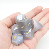 Dés à jouer polyédriques en pierre œil de chat bicolore peints à la main, gemmes arc-en-ciel pour jeux de rôle RPG DND