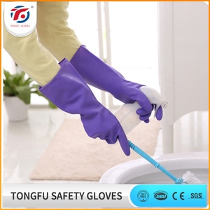 Gants en latex naturel imperméables avec doublure en <span class=keywords><strong>coton</strong></span>, antidérapants, confortables, résistants à l'usure, gants en latex pour la maison - Product Image 4