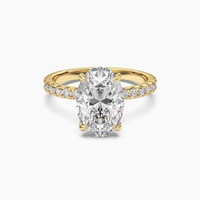 Bague Halo Populaire en Or Massif 18 carats Certifiée IGI avec Diamant de Laboratoire Taille Ovale 1 carat Couleur D Blanc 3g, Bague de Mariée Personnalisée