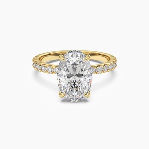 Popular Style 18k Solid Gold IGI Certified 1CT Oval Cut Lab Grown Diamond halo Ring Custom Bride Engagement Ring - Product Image 1