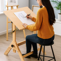 Table à dessin en bois de hêtre réglable, fabrication directe d'usine, bureau d'art inclinable, chevalet de peinture, croquis, architecture, conception, vente en gros OEM