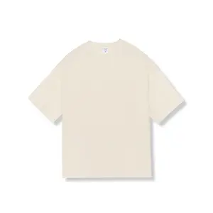 Camiseta de grandes dimensões em branco unissex boxy, camiseta hip hop sólida pesada 100% algodão 220 GSM para homens