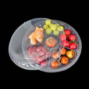 Cajas Redondas de Plástico para Empacar Frutas, Tazón Transparente para Ensalada de 3 Compartimentos con Tapa Transparente - Product Image 3