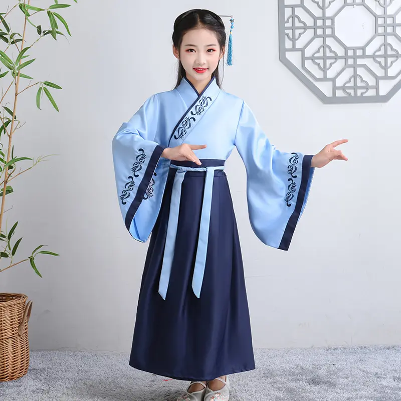 Jungen und Mädchen Bühnen kleidung im chinesischen Stil Chinesische Klassiker/drei Charaktere Performance-Kostüm Kinder kostüm Hanfu