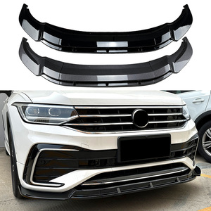 Amp-Z Front Bumper Lip Splitter Piano Black Carbon Fiber Texture For Volkswagen Tiguan L R-Line 2021-2023 Tuning Style - Product Image 1