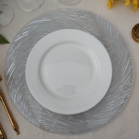 Assiette de présentation en verre argenté moderne de 13 pouces pour la décoration de table à la maison, à l'hôtel ou au restaurant