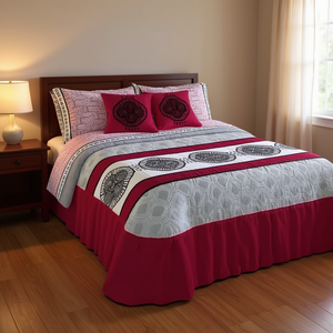 Edredón Ramy Rojo King Size, Algodón y Poliéster Estampado, Ropa de Cama Moderna para el Hogar, Uso en Todas las Estaciones - Product Image 2