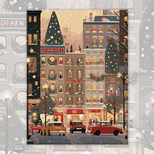 Pintura por Números, Pueblo Navideño, Escena Invernal Nevada, Pintura al Óleo DIY sobre Lienzo, Arte de Pared, Decoración Navideña para el Hogar - Product Image 1