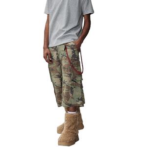 Wholesale Summer 100% Cotton <b>Camo</b> Casual Unisex Mid Waist <b>Shorts</b> Cargo Pockets Street Wear Loose Straight Men's Bermuda <b>Shorts</b> - Product Image 3