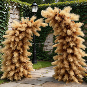 Arco de Flores de Hierba de Pampas Artificial de Última Tendencia 2026 para Decoración de Fondo de Eventos y Bodas, Arco Floral Marrón Terracota - Product Image 3